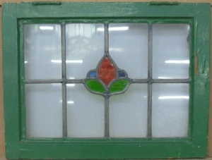 SIMPLE ABSTRACT OLD ENGLISH LEADED STAINED GLASS WINDOW 19.5" X 13" - Picture 1 of 3