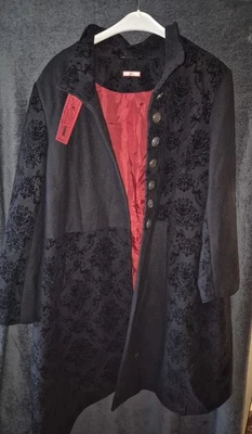 Barock Gothic Damen Mantel Neu Tolles Muster Ornament Farbe Schwarz Innen Seide - Bild 1 von 4