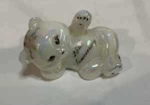 Vintage Fenton Glas 25th Anniversary Bear Opal irisiert handbemalt und signiert - Bild 1 von 8
