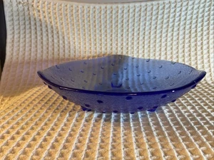 Cobalt Blue Hobnail Bowl 8 Inches Footed - Picture 1 of 5