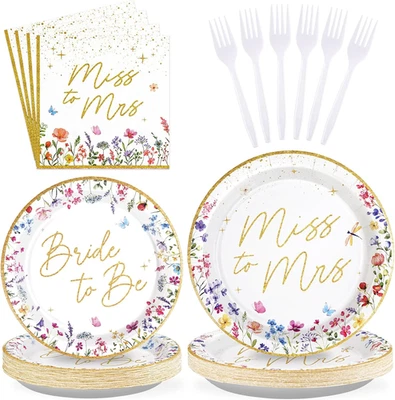 96 piezas flores silvestres nupciales ducha fiesta suministros acuarela floral Miss to Mrs P... Foto 1 de 4