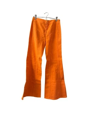 Alberta Ferretti Orange High-Waisted Flared Pants Womens Size 4 Cotton/Elastane - Image 1 of 4