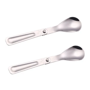 2PCS Folding Handle Spork Soup Spoons Lightweight Titanium Utensil - Picture 1 of 12