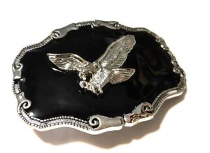 ✖ WESTERN STEER EAGLE Cowboy Rodeo Style ✖ Belt Buckle Buck ✖ Silver and black