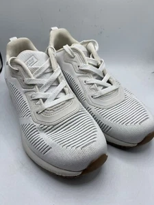 Sketchers Bobs Memory Foam White Silver Glitter Glam League Tennis Shoes Size 9 - Picture 1 of 14