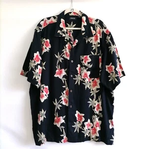 Arrow Mens Navy Poinsettia Holiday Floral Short Sleeve Button Up Shirt Size XL - Picture 1 of 6