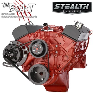 Kit de conversión serpentina de bloque pequeño negro Chevy - solo alternador, larga distancia SBC - Imagen 1 de 4