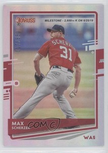 2020 Panini Donruss Milestone Stat Line /350 Max Scherzer (Base) #123.1