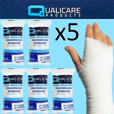 5 X Conforming Bandages 5cm Wide X 4m Long First Aid Sprains Injury Cuts Wounds • 3.98£