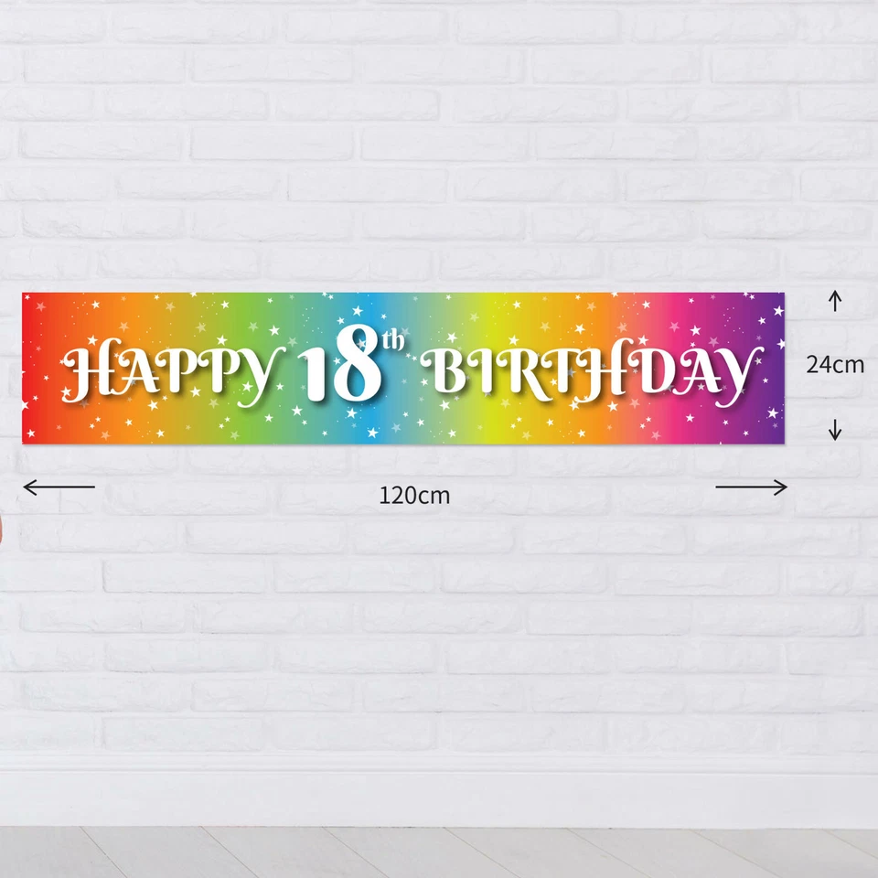 Foto única Arco Iris Feliz Cumpleaños Fiesta Banner PERSONALIZADO Añadir Foto Nombre Foto 1 de 4