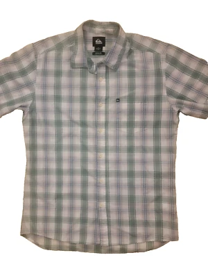 Quiksilver Men Button Up Shirt Medium Regular Surf Hawaiian Striped Pocket 62451 - Image 1 of 4