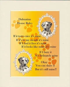 DALMATINISCHER ""IT'S MINE"" HAUSREGELN COMIC HUNDE KUNST DRUCK BEREIT MONTIERT - Bild 1 von 1