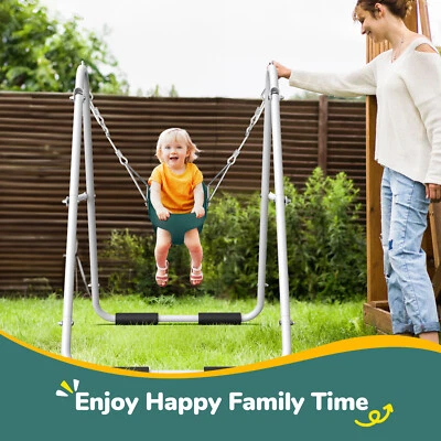 Juego de columpios para niños pequeños con soporte de metal de alta resistencia columpio para bebés interior/exterior para niños Foto 1 de 4