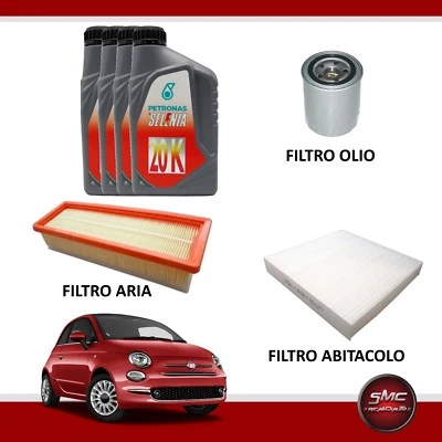KIT TAGLIANDO 3 FILTRI MISTI + 4LT OLIO SELENIA FIAT 500 1.2 1.4 BENZINA / GPL - Bild 1 von 4