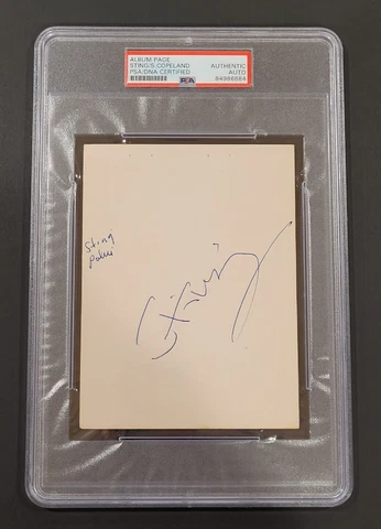 Rare Early STING & STEWART COPELAND Signed Album Page-THE POLICE-PSA Slabbed Cover