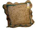 habitat jute scallop edged cushion NATURAL JUTE with GREEN piping 40x40 cm *NEW*