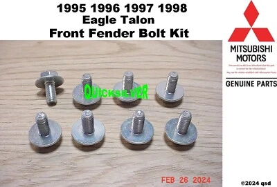 1995 - 1998 Eagle Talon 2G 4g63 420a Fender Attaching Bolt Kit NEW - Image 1 of 2