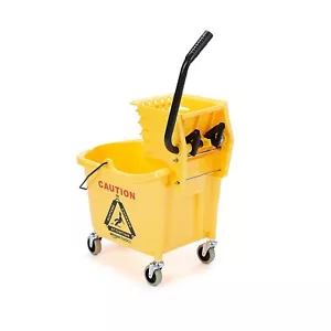35-Quart Mop Bucket with Side Press Wringer – Commercial Cleaning, Yellow - Picture 1 of 8