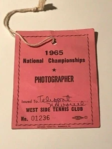 1965 US Open Tennis Press Pass Ticket Manuel Santana Margaret Smith Roy Emerson - Picture 1 of 1