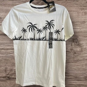 NEW Art Class Boy's White Summer Beach Palm Tree Print Graphic T-Shirt Sz Large - Picture 1 of 3