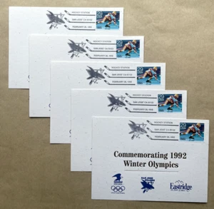 5 1992 USPS Gold Foil San Jose Shark Commemorative Postcards WINTER OLYMPICS - Picture 1 of 6