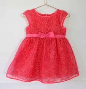 Baby Girls Lovely Pink Lace Dress with Bow - Size 0 - Brand: Origami - Picture 1 of 4