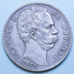 UMBERTO I 5 LIRE 1879 ROMA BB ARGENTO NUMISMATICA SILVER COIN REGNO ITALIA - Imagen 1 de 2