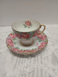 VTG Royal Standard ROSE OF SHARON Teacup & Saucer Pink Roses Gold Trim England - Picture 1 of 8