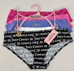 Juicy Couture Womens XL Panties 5-Pack Bikini Logo Solid Black White Purple Pink - Picture 1 of 11
