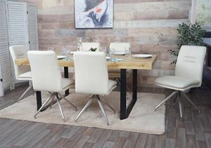 B-Ware 6er-Set Esszimmerstuhl MCW-H70, Stuhl, Edelstahl gebürstet creme-beige - Bild 1 von 8