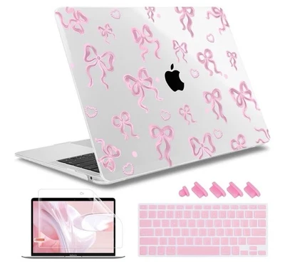 M4 MacBook Pro 13 inch Plastic Hard Shell W/ Keyboard Cover Pink Bows - Image 1 of 3