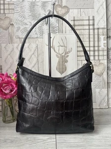 Original Vintage Mulberry Croc Print Leather Ladies Over Shoulder Bag Handbag - Picture 1 of 13