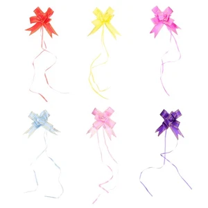 6 Pcs Hochzeitsauto-Dekorationsbogen Schleife Aus Glänzendem Papier - Bild 1 von 12