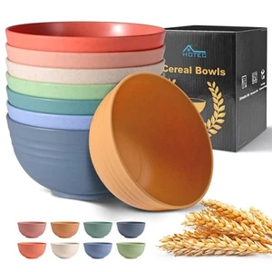 Unbreakable Wheat Straw Cereal Bowls - Microwave & Dishwasher Safe Soup and S... - Picture 1 of 7