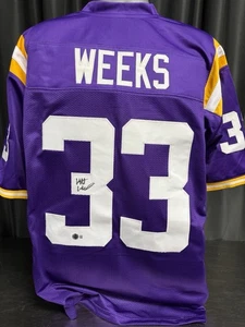 Camiseta púrpura firmada por LSU Tigers West Weeks Beckett - Imagen 1 de 2