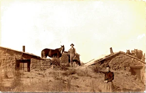 Real Photo Postcard Speermore, Oklahoma Arthur Zollman Harvard Kansas Sod House - Picture 1 of 2