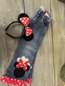 Disney Minnie Mouse Girls 5T Denim Jeans Custom Embroidery Children’s Place Adj - Picture 1 of 7