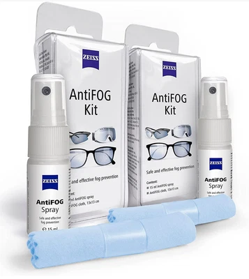 Zeiss Antibeschlag Set Doppelpack - 2 Flaschen + 2 Premium Reinigungstücher - Brille
