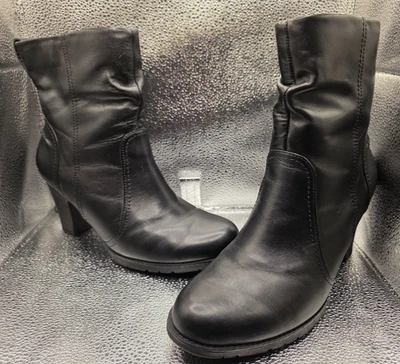 Botines altos Cobb Hill By Rockport para mujer de cuero negro con tacón 10M cómodos Foto 1 de 4