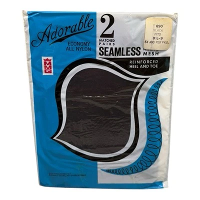 Medias de micro malla sin costuras adorables 2pr tacón y puntera reforzados 8 1/2-9 negras Foto 1 de 2