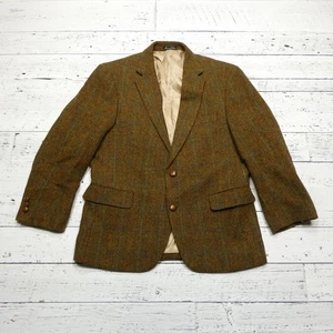 Harris Tweed Blazer Mens 40S Wool Plaid Sport Coat Classic Hand Woven Professor - Picture 1 of 8