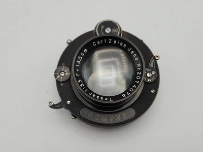 Lente Prime Carl Zeiss Jena Tessar 13,5 cm 135 mm F3,5 de colección en obturador Compur Foto 1 de 4