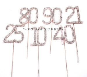 Oro Rosa Diamante Diamante Estrás Número Pastel Pick Topper para Decoración de Fiesta - Imagen 1 de 18