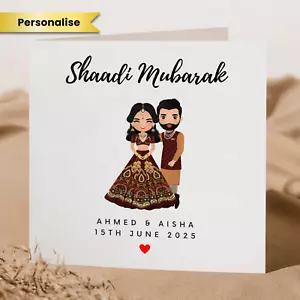 Personalised Shaadi Card Muslim Couple Nikkah Card Islamic Wedding Day Card - Picture 1 of 2
