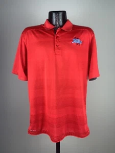Men’s Nike Dri-Fit Tulsa Golden Hurricanes Red Striped Polyester SS Polo Small - Picture 1 of 7