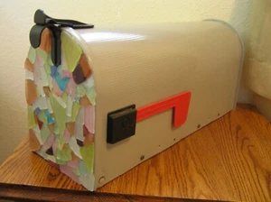 EXTRA LARGE GRAY MAILBOX - HAND DECORATED - NEW WITHOUT BOX - Picture 1 of 5