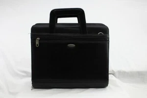 Samsonite Black Leather Messenger Bag Briefcase Carry On Travel - Picture 1 of 4