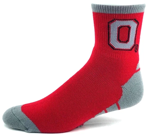 Ohio State Buckeyes Red with Gray Block Bottom Quarter Socks Cover