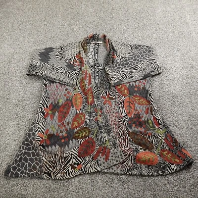 Soft Surroundings Cardigan Womens PXL Floral Zebra Aimal Print Art Wool Sweater - Image 1 of 4