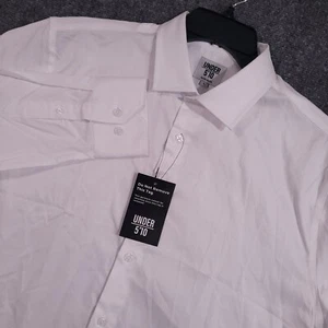 Under 5'10 U-510 Twill Dress Shirt Mens Large Button Up Non Iron White New - Picture 1 of 9